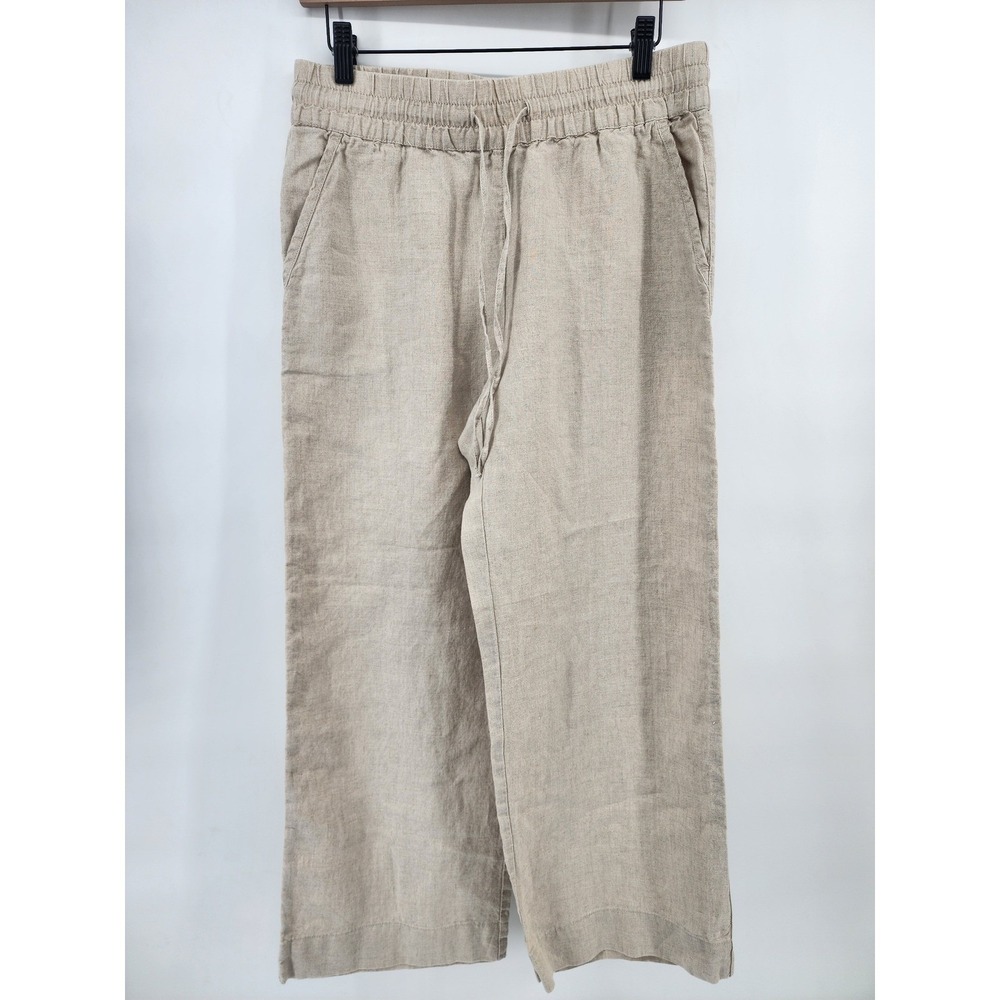 Tommy Bahama Womens Small Beige Linen Wide Leg Drawstring Elastic Waist Pants - Picture 2 of 10